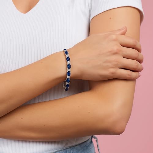 KEZEF Tennis Bracelets For Women - Cubic Zirconia - Oval 7x5mm Gemstones - Round 2.50mm White CZ - Silver Plated Brass - 7 Inch - Multiple Colors Hypoallergenic Bracelets2