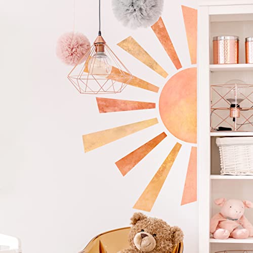 Vinilos decorativos sol gigante removibles naranja y amarillo miniatura 7