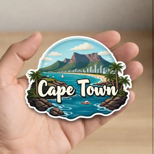 Image of Naxon Cape Town South Africa Theme Souvenir Wooden Fridge Magnet | Table Mountain & Coastal City Design 3x3 Inch Refrigerator Magnet for Kitchen & Home Decor | Travel Gift from Cape Town | Pack of 1