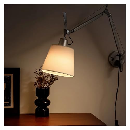 Lustre lampe suspendue pour salon et chambre avec bras à bascule et lampe lecture warm