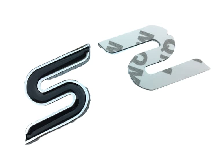 Image of New 3D Zinc Alloy S Emblem Badges car Rear Fender Trunk Sedan Letter Suitable Sticker for Sedan (Black)