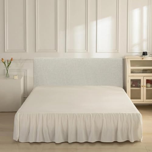 Bed Skirt Full Size Ruffled Bed Skirt with Split Corners, Full Bed Skirts 12 Inch Drop with Platform, 12'' Full-Ivory