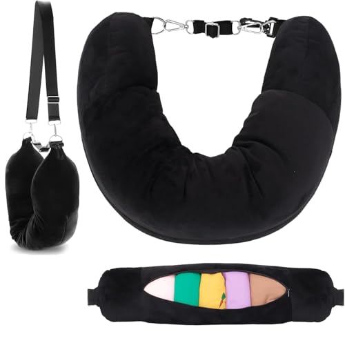 BUOAZR Almohada de Viaje Rellenable, Cojín Cervical de Viaje Rellenable, Cojín para Cuello de Avión, Almohada de Viaje Multifuncional en Forma de U para Viajar en Coche o Vuelo (sin Relleno)