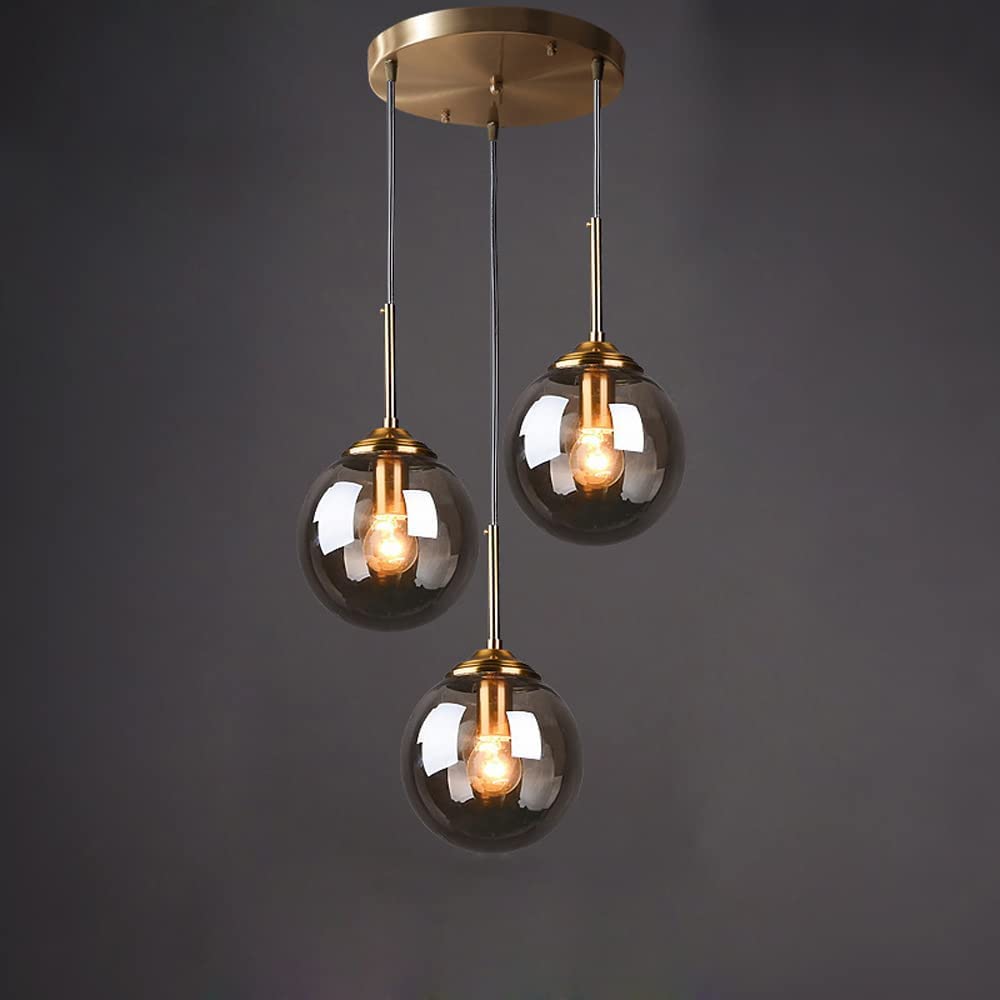 Industrial Vintage Loft Bar Ceiling Pendant Lights Fitting Chandelier Glass Globe Lampshade 3 Lights Hanging Light Fixture for Living Room Dining Room Bedroom Change for the better