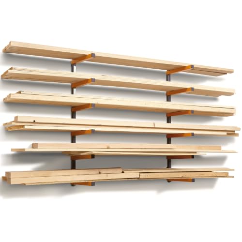 Image of Bora Wood Organizer and Lumber Storage Rack with 6-Level Wall Storage Racks - Indoor and Outdoor Use, In Orange PBR-001