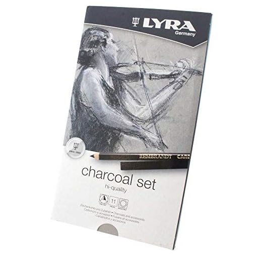 LYRA Rembrandt Art Specials, Lápices de Dibujo para Bellas Artes, Estuche de Metal, Set de Carboncillo, Lápices surtidos y accesorios, 11 unidades