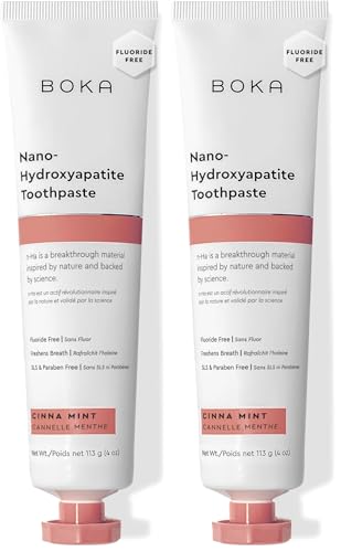 Image of Boka Fluoride Free Toothpaste, Nano Hydroxyapatite Toothpaste, Appropriate for Sensitive Teeth - for Adult, Kids Oral Care - Cinnamon Mint Flavor, 4 Fl Oz 1Pk US Manufactured (Pack of 2)