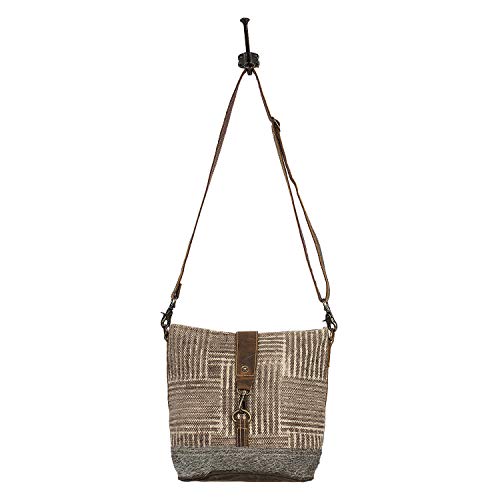 Myra Bag Goodweave Upcycled Canvas & Cowhide Leather Shoulder Bag S-15734