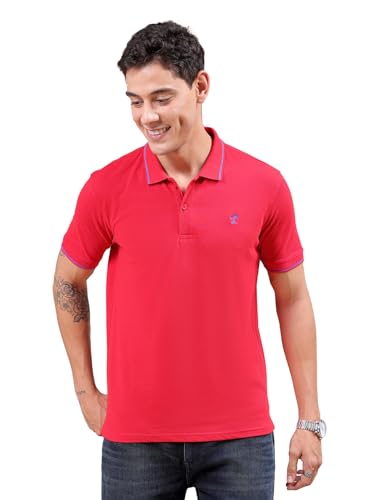 Image of The Indian Garage Co Men Slim Fit Solid Polo Neck Half Sleeves Tshirt
