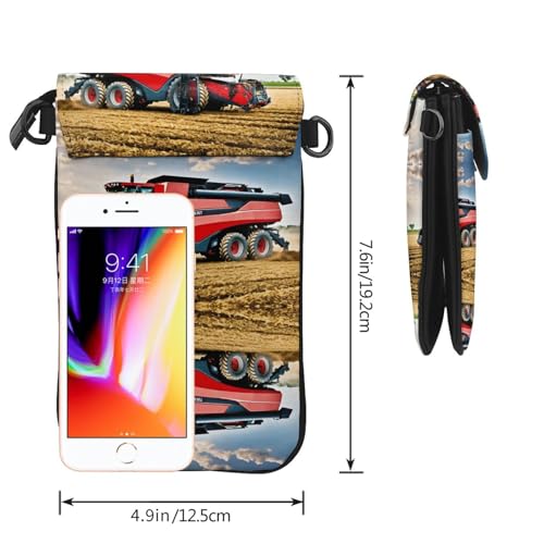 Sac à bandoulière en cuir végétalien de haute qualité pour téléphone et motif agricole - 4