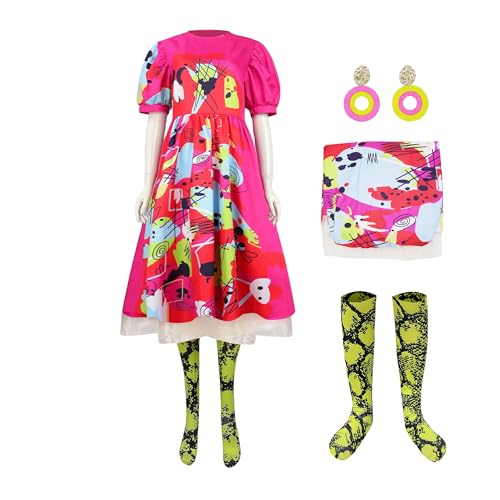 CoserDepot Rose-Pink Puff Sleeves Dress Women Fashion Cosplay Halloween Costume Outfits