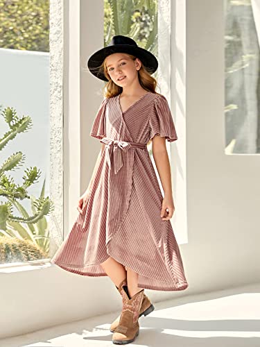 Girls Felt-Fedora-Hat Classic Wide Brim Belt-Buckle Panama Hat for Kids 7-15 Years2