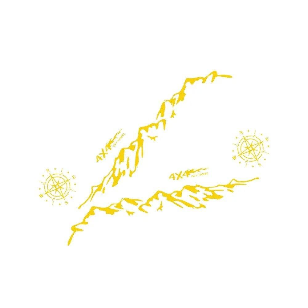Pickup Side Stickers Graphics 4X4 Mountain Vinyl Decals(Glossy Yellow)
