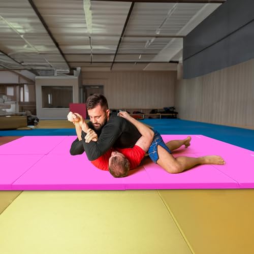 Image of BalanceFrom 10x4 Feet 4-Panel Folding Gymnastics Mat - 2-Inch Thick Pad with Vinyl Surface and Carrying Handles for Tumbling, Yoga, Pilates, Home Workouts, and Martial Arts