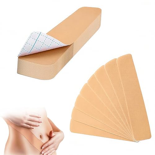 CHENNAN 20 piezas Cinta para Abdominal 25x5cm Cinta para elevación del busto Impermeables Abdomen con Parches Elásticos Reafirmar la Piel Parches para Piel Flácida Abdomen Plano (Color de la piel)