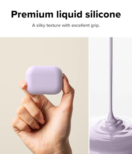 Image of Ringke Silicone for AirPods Pro 3 Case with Carabiner [Soft Premium Liquid Silicone] Slim Oil & Smudge Resistant Shockproof Protective Cover - Light Purple