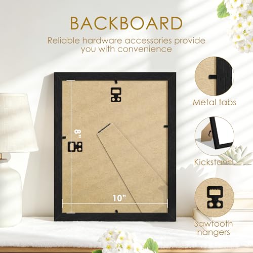 Image of 8x10 Picture Frame Set of 2, Solid Wood Frames, Black Woodgrain