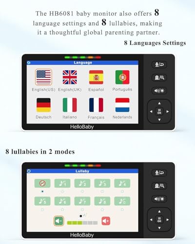 HelloBaby Baby Monitor with 1080P Baby Camera,Video Baby Monitor with Camera and Night Vision, 5.5’’ Split IPS Screen, No WiFi, ECO Mode, 2-Way Audio, Pan-Tilt-Zoom, 1000ft, Temp Display, Night Light - Image 7