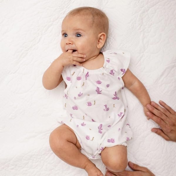 Burt's Bees Baby baby-girls Bubble Romper, 100% Organic Cotton One-piece Bubble Shortall and Layette Set Girl Outfit - Image 3