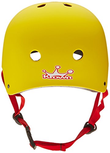 Krown Yellow Shell With Red Strap Skateboard Helmet, One Size #TOP2