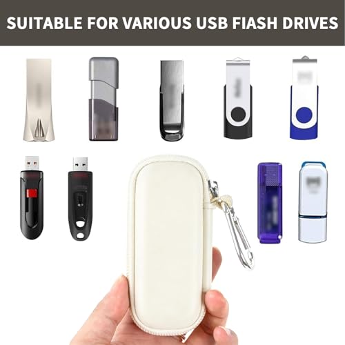 Image of USB Flash Drive Case, SD Card Holder Compatible with Thumb Drive, Memory Cards, SDXC SDHC Storage Bag, Electronic Accessories Organizer for SanDisk for Samsung for Inland (White)