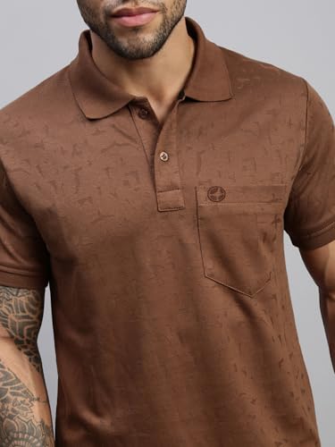 Image of Lux Nitro Men's Polo T-Shirt with Pocket | Cotton Rich Brasso Jacquard | Modern Relaxed Fit | Casual & Smart Wear