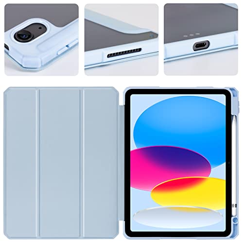 Image of CoBak Case for New iPad 10th Generation 10.9 Inch 2022 - Shockproof Cover with Clear Transparent Back Shell with Pencil Holder, Auto Sleep /Wake Cover
