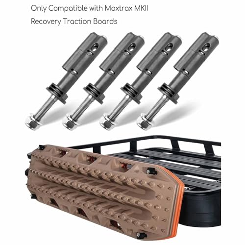 Focket Montagestift-Kit Passend für MaxTrax MKII-Bergungsbretter, Abschließbares Anti-Diebstahl-Montagestift-Set, Sicherheitsbergungsschienen und Traktionsbrett-Montageset (4 Packungen)