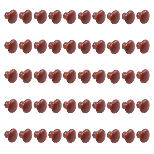 Image of MroMax 50Pcs Screw Cap Cover 3 /16inch Bottom Dia Fit for 4.5-5mm Diameter Hole Plastic Tube Cover Shelf Peg Hole Plugs for Cupboard Bookshelf Shelf Closet Cabinet Bracket Furniture Red Brown Tone