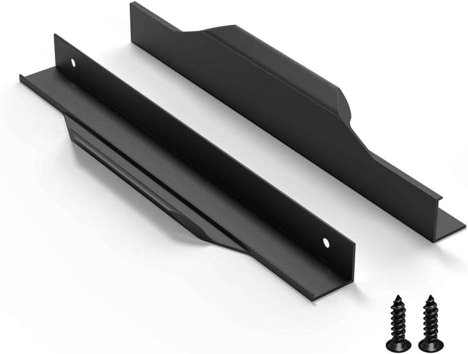 5 Pack 1000mm(39.3 Inch) Black Edge Finger Pull Drawer Door Cabinet Aluminum Alloy Long Concealed Furniture for Kitchen Bathroom