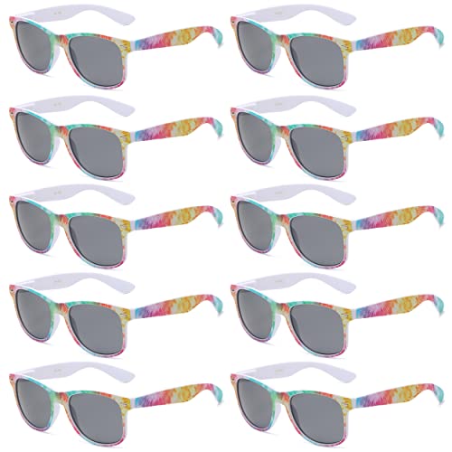 Got Shades Wholesale Bulk Unisex 80's Retro 100% UV Sunglasses for Adults - 10 Pack - w/Flex Hinges