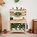 HAPPYGRILL Potting Bench Table, 60.5” Wood Garden Work Bench Workstation with Storage, Flip-Up Tabletop, Shelves & Hanging Hooks, Outdoor Garden Table for Patio, Lawn & Porch