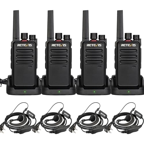 Retevis RT668 Walkie Talkie, PMR446 Licenza-libero Ricetrasmittenti Radioline Walkie-Talkie, VOX, Anticaduta, Antipolvere, Ricetrasmettitore con Auricolari per Fornitori, Magazzino (Nero, 4 Pezzi)