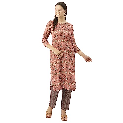 Image of ASHWATH Branded Premium Printed Stright Kurta for Women & Girls Pure Cotton Set of Kurta & Pants with 3 /4 Sleeves & Round Neck Kurta Set