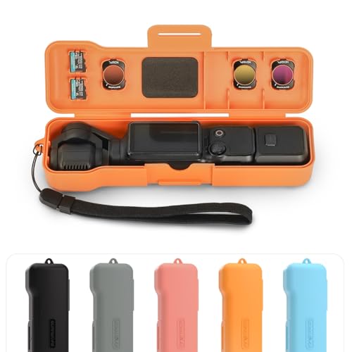 Yi Dong Pocket 3 Carrying Case, Protective Storage Case for OSMO Pocket 3, Shockproof Scratch-Resistant Travel Case, Fit for Filters & Wide-Angle Lens, with Wrist Strap (Orange)