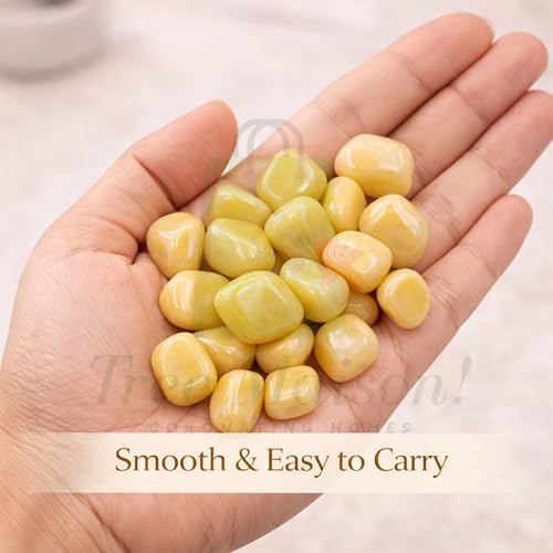 Image of Yellow-Zade Tumble Stone | 50 gm Tumbled Gemstones | Reiki Healing Stones | Home Decor Pebbles | Aquarium Gravel | Garden & Table Decor