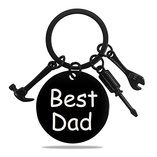 Porte Clé Papa, Puissant Papa Porte Clef avec Outils Breloques Marteau/Tournevis/Clé Cadeau Fête des Pères Papa Cadeau d'Anniversaire Cover