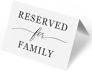 Reserved For Family Seating Signs 10 Pack | Elegant 4" x 6" Reserved Table Signs for Wedding Reception Restaurant Party