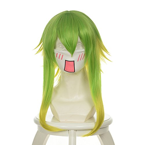 Cfalaicos VOCALOID GUMI 18" Green & Yellow Cosplay Wig Design Party Wigs+ Free Wig Cap