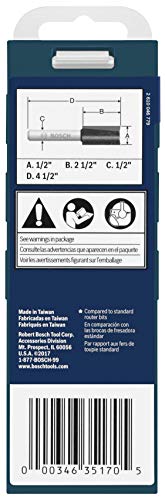 Bosch 85252Mc 1/2 In. X 2-1/2 In. Carbide-Tipped Double-Flute Straight Router Bit #TOP4