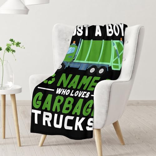 Mercuryelf Custom Garbage Truck Blanket Gift - 60x80 Inches Funny Throw Blankets for Boys - Black Soft, Fuzzy & Warm Throws for Bed, Couch