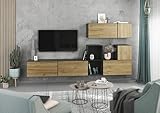 Photo Gallery bmg möbel moderno set da 7 pezzi da soggiorno a scelta tra 8 combinazioni di colori, frontali in mdf con chiusura morbida, armadi con funzione ribaltabile, scaffale aperto (antracite – rovere evoke) Photo Gallery bmg möbel moderno set da 7 pezzi da soggiorno a scelta tra 8 combinazioni di colori, frontali in mdf con chiusura morbida, armadi con funzione ribaltabile, scaffale aperto (antracite – rovere evoke)