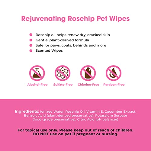 Image of Best Pet Supplies Dog Wipes, Hypoallergenic, Deodorizing, Cleaning for Dogs' Paws, Butt, Face, Grooming, Non-Sticky Formula for Puppy, Cats and Sensitive Skin - 400 Pack, Rejuvenating Rose Hip