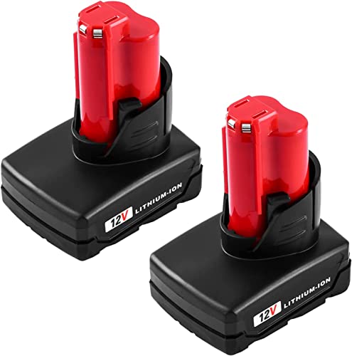 Dosctt 2Pack 12V 6.0Ah repuesto para Milwaukee M12 Bateria XC 48-11-2411 48-11-2420 48-11-2401 48-11-2402 48-11-2401 Cover