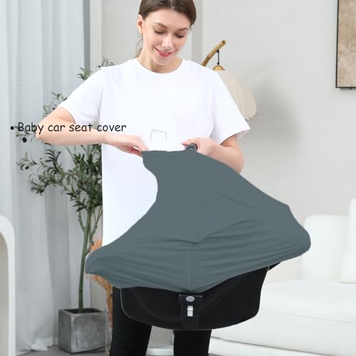 Image of Car Seat Cover Baby for Nursing, Baby Breastfeeding Cover Carseat Canopy Covers, Solid Color Multi-use Nursing Cover for Babies (Neutral Grey)
