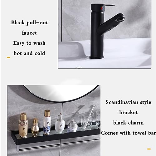 Évier en céramique multifonctionnel autoportant pratique avec planche à laver, salle de bain, baignoire à linge portable autoportante blanche avec miroir pour salle de bain, balcon, toilette ( Size : – vue 5