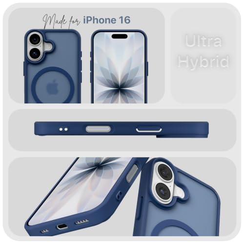 Image of Pikkme Back Cover for iPhone 16 | Mag-Safe Compatible | Smoke Frosted Transparent Matte Finish | Hard PC + Soft TPU | Shockproof | Raised Camera Protection Bumper Case (Blue Smoke Mag-Safe)
