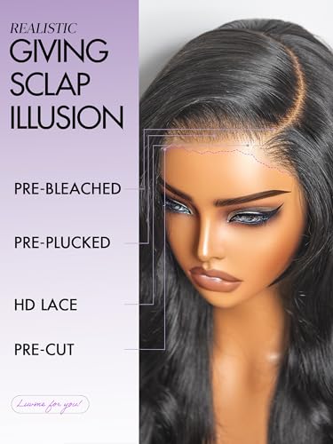 Image of LUVME HAIR All-Day Comfort Wig Real Glueless 7x6 HD Lace 200% Density Hair PartingMax Lace Wigs Loose Body Wave Lace Front Wigs Human Hair Pre Cut Plucked Lace Frontal Glueless 26 Inches Natural Black