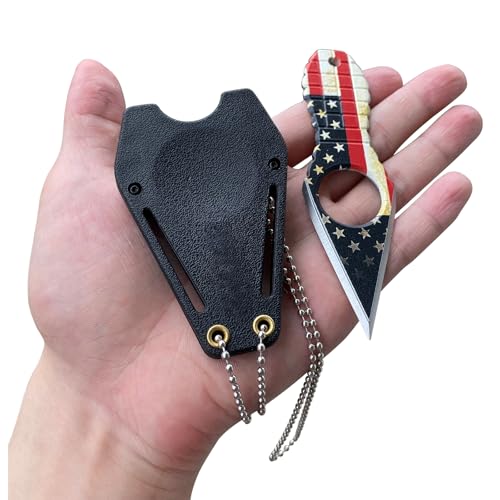 Image of Mini EDC Pocket Neck Knife with Chain and Sheath w /Pocket Clip, Ultra Small Fixed Blade Knives Tactical Necklace Knife for Men, Utility Box Cutter Outdoor Camping Backpacking Knives