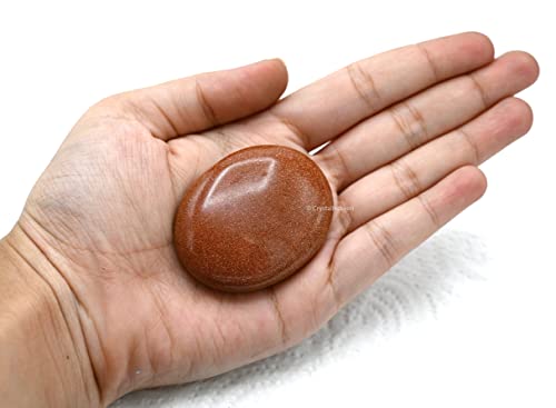 Image of Crystal Heaven Red Goldstone Crystal Palm Pebbles Stones For Anxiety Stress Relief Massage - Aaa Grade Original Healing Gemstone Agate Palm Stone For Yoga Meditation Spiritual Reiki Feng Shui